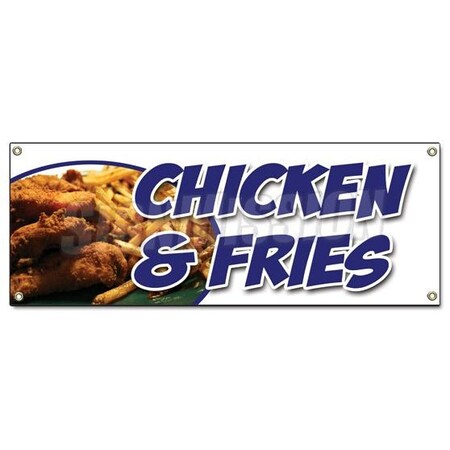 Signmission CHICKEN & FRENCH FRIES BANNER SIGN fried nuggets fingers tenders food B-Chicken & French Fries